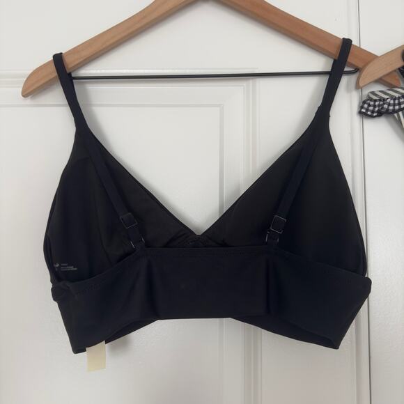 Aerie Bikini Swimsuit Set Triangle Top Striped Ruffle Bottom Black White Padding - Picture 4 of 16